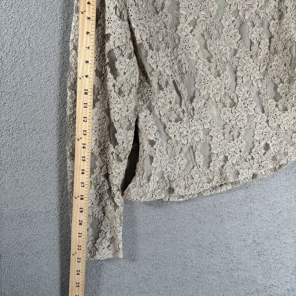 Vintage Ursula Of Switzerland Lace High Neck Blouse‎ Size 8P Beige Floral Blouse - Picture 7 of 13